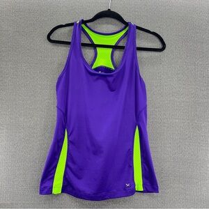 XERSION Women’s Semi-Fitted Racer Back Purple/Neon Green Performance Tank‎ Top M